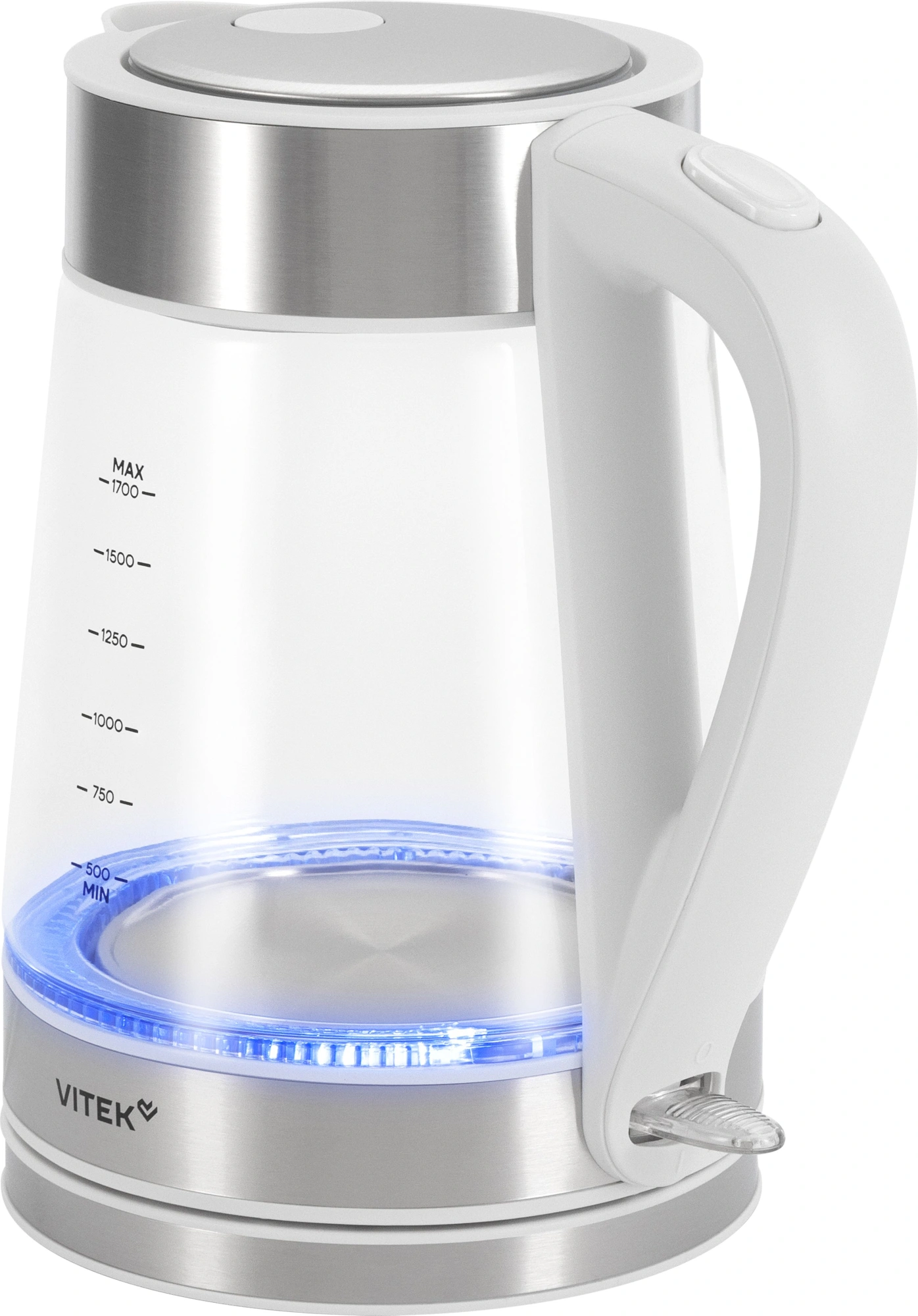 Чайник электрический Vitek VT-WK1030 белый/серебристый, стекло