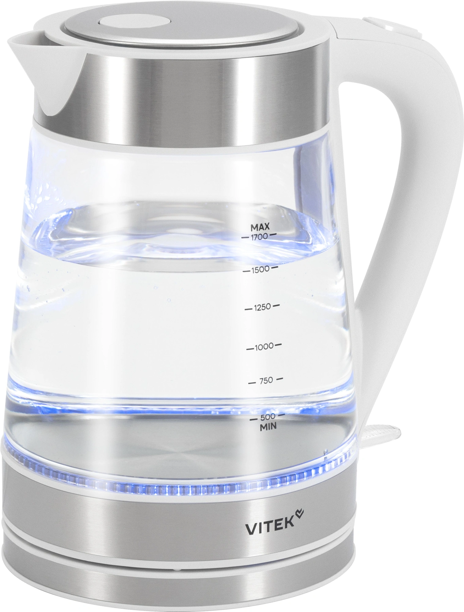 Чайник электрический Vitek VT-WK1030 белый/серебристый, стекло