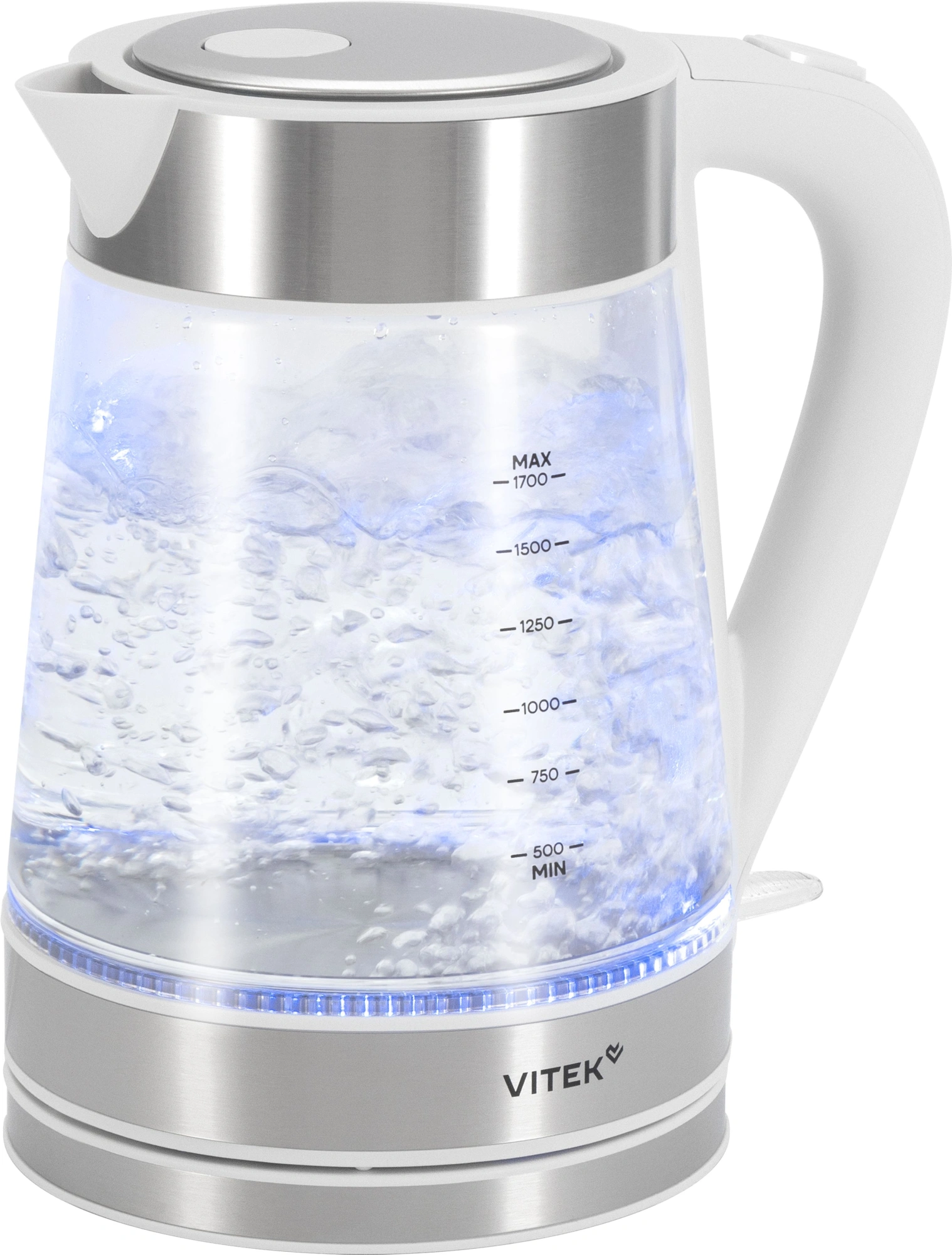 Чайник электрический Vitek VT-WK1030 белый/серебристый, стекло