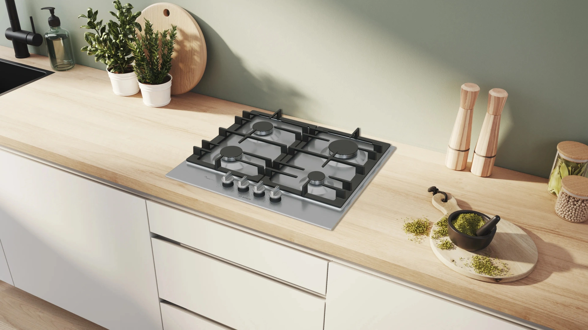 Газовая варочная поверхность Bosch PCP6A5I90M нержавеющая сталь