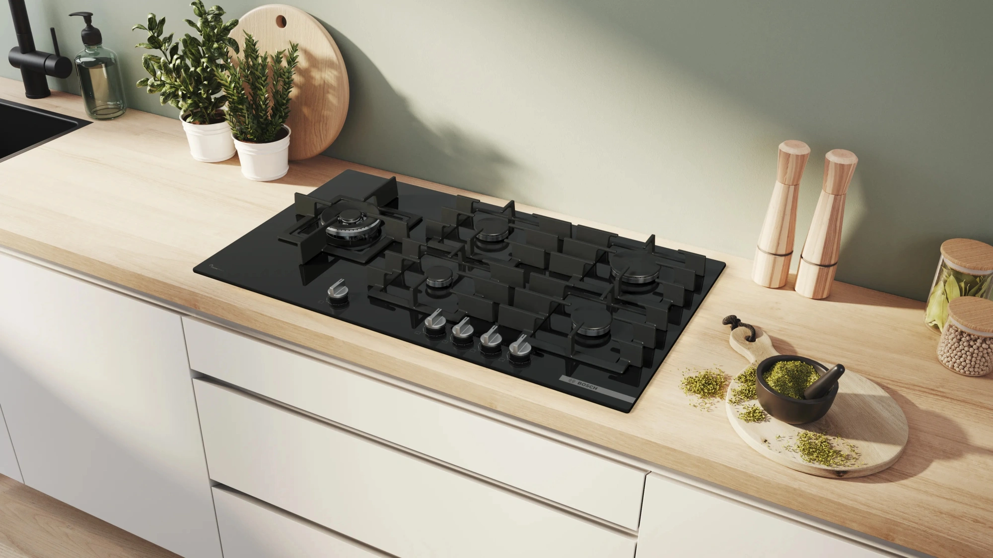 Газовая варочная поверхность Bosch Serie 6 PPM9A6I40 черный