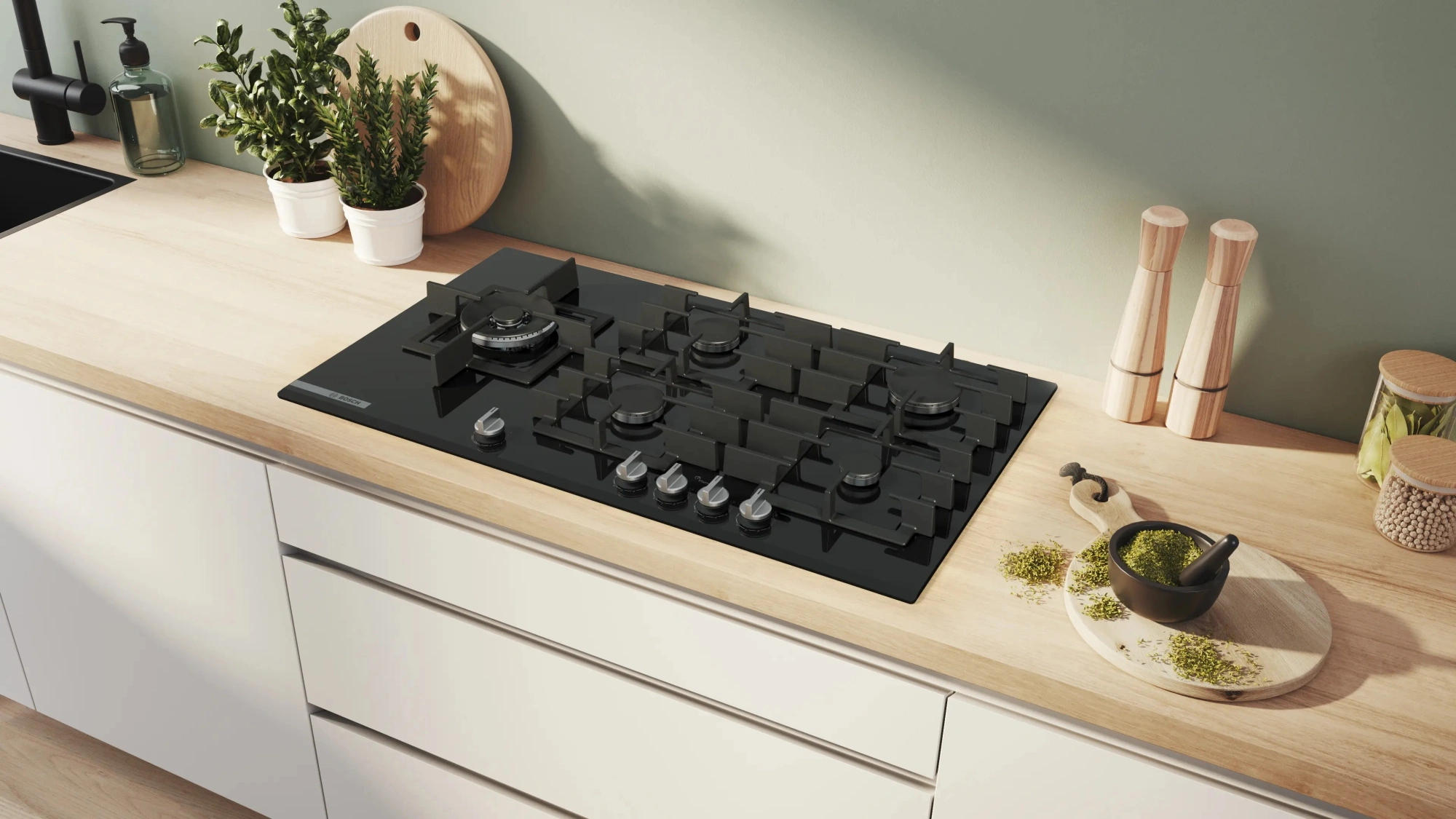 Газовая варочная поверхность Bosch PRS9A6H40 черный