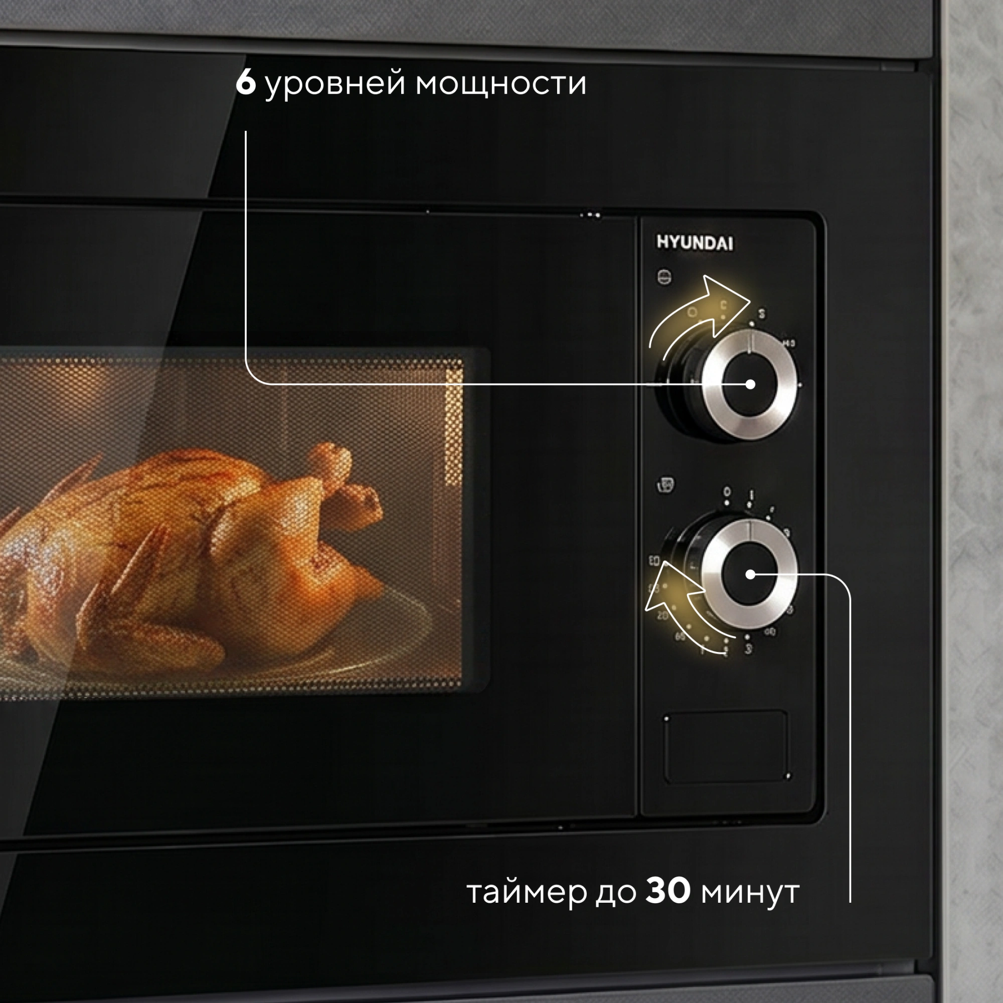 Встраиваемая микроволновая печь Hyundai HBW 2031 BG черный