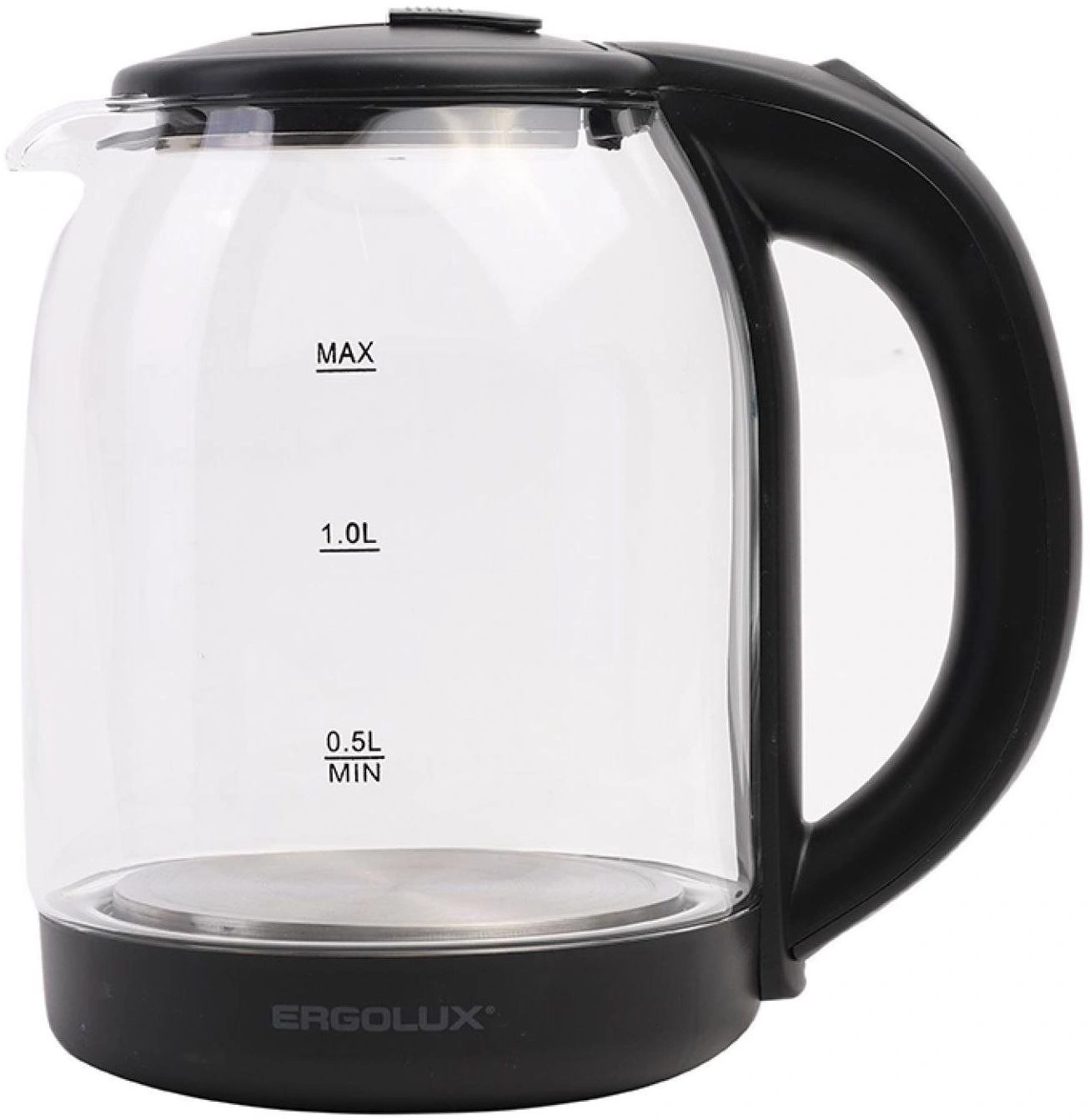Чайник электрический Ergolux ELX-KG05-C02 черный, стекло