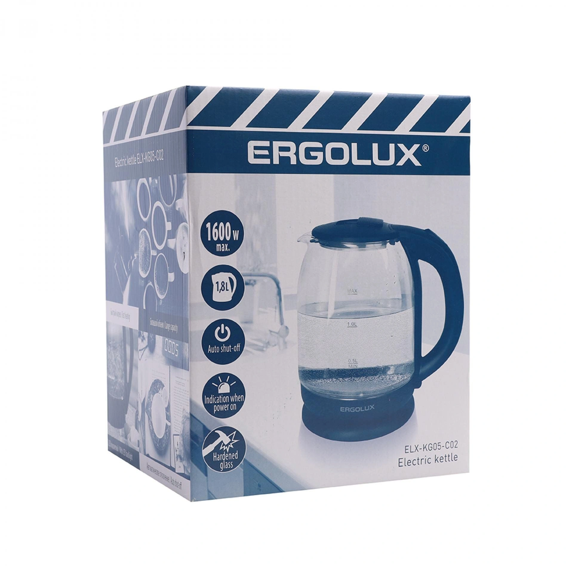 Чайник электрический Ergolux ELX-KG05-C02 черный, стекло