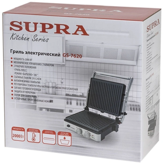 Электрогриль Supra GS-7620 черный/серебристый