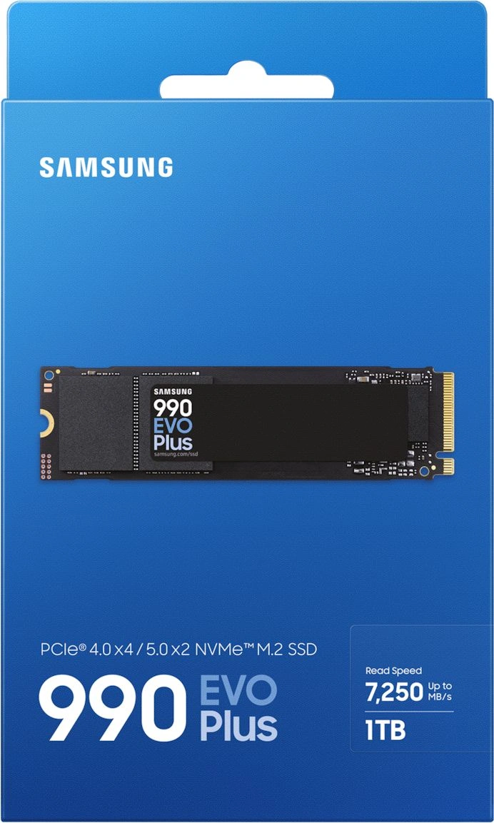 Твердотельный накопитель Samsung 1024ГБ, M.2 2280, PCIe 4.0 x4, M.2 990 Evo Plus (MZ-V9S1T0B/AM)