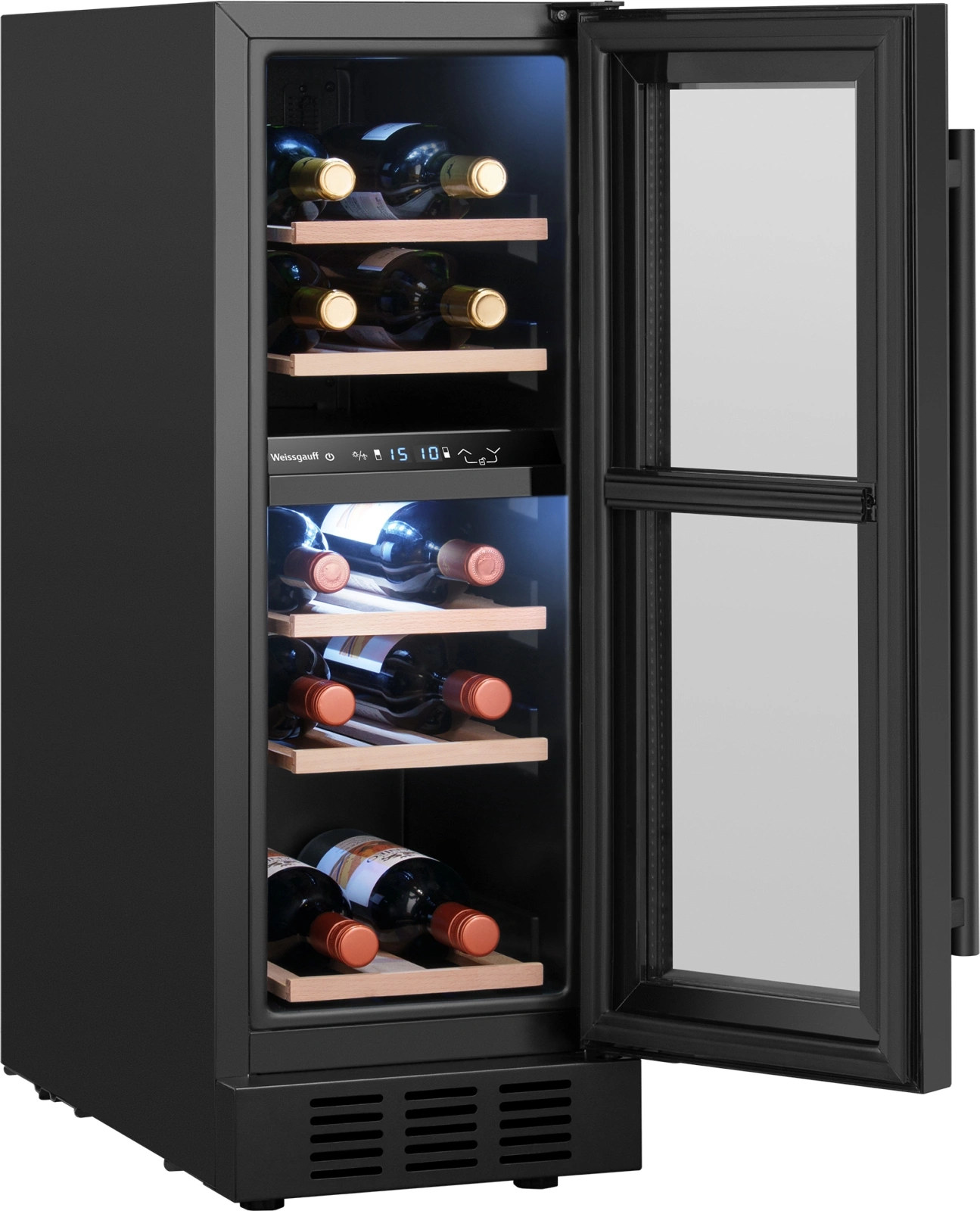 Винный шкаф Weissgauff WWCI-16 DB DualZone черный (438723)