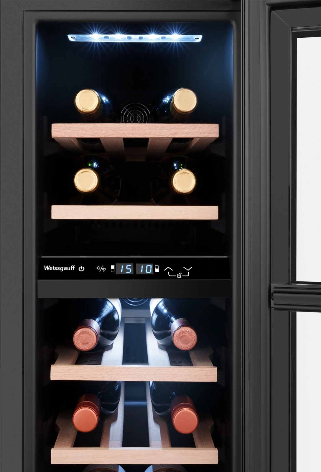 Винный шкаф Weissgauff WWCI-16 DB DualZone черный (438723)