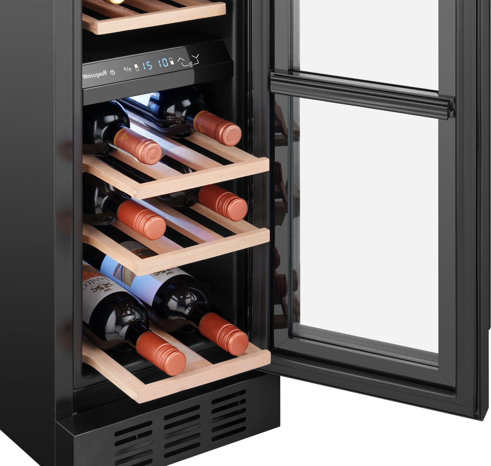 Винный шкаф Weissgauff WWCI-16 DB DualZone черный (438723)
