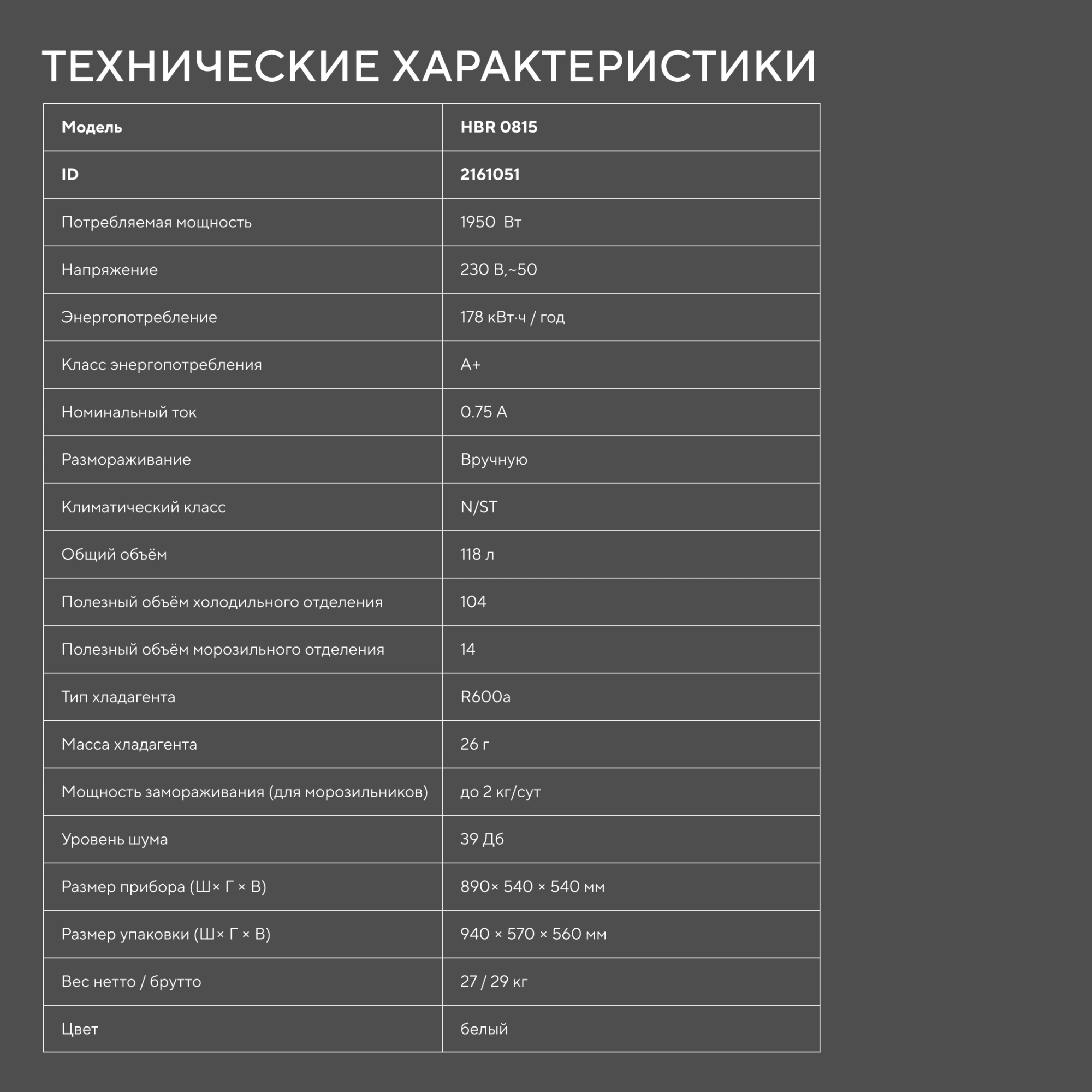 Холодильник Hyundai HBR 0815 белый