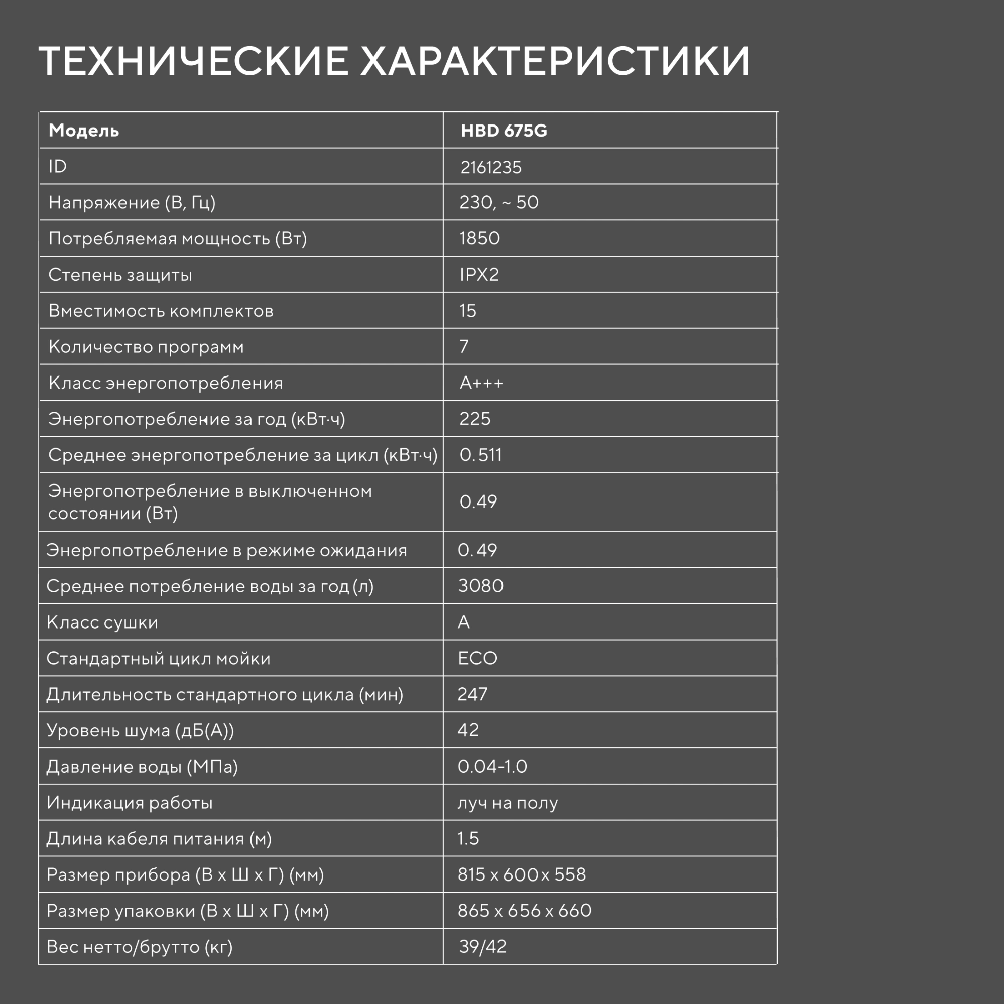Посудомоечная машина Hyundai HBD 675G
