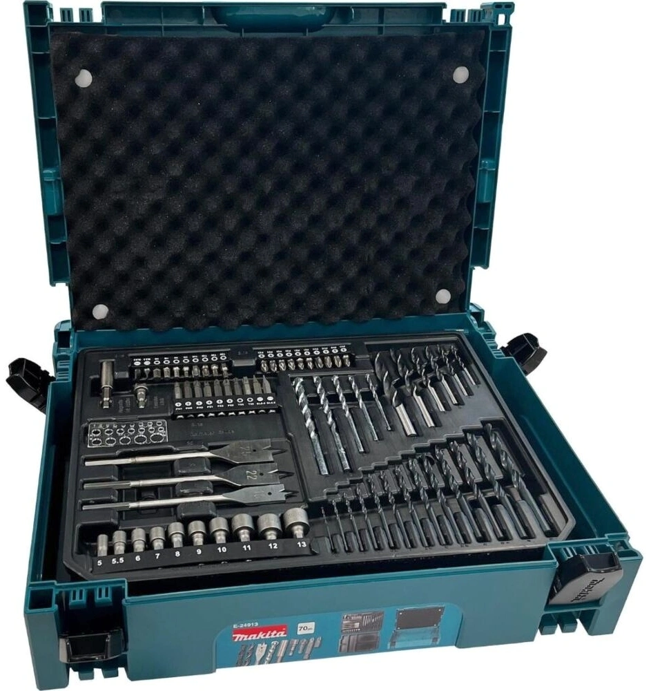 Набор оснастки Makita Makpac E-24913 по дер/мет/бет (70пред.) для шуруповертов/дрелей (e-24913)