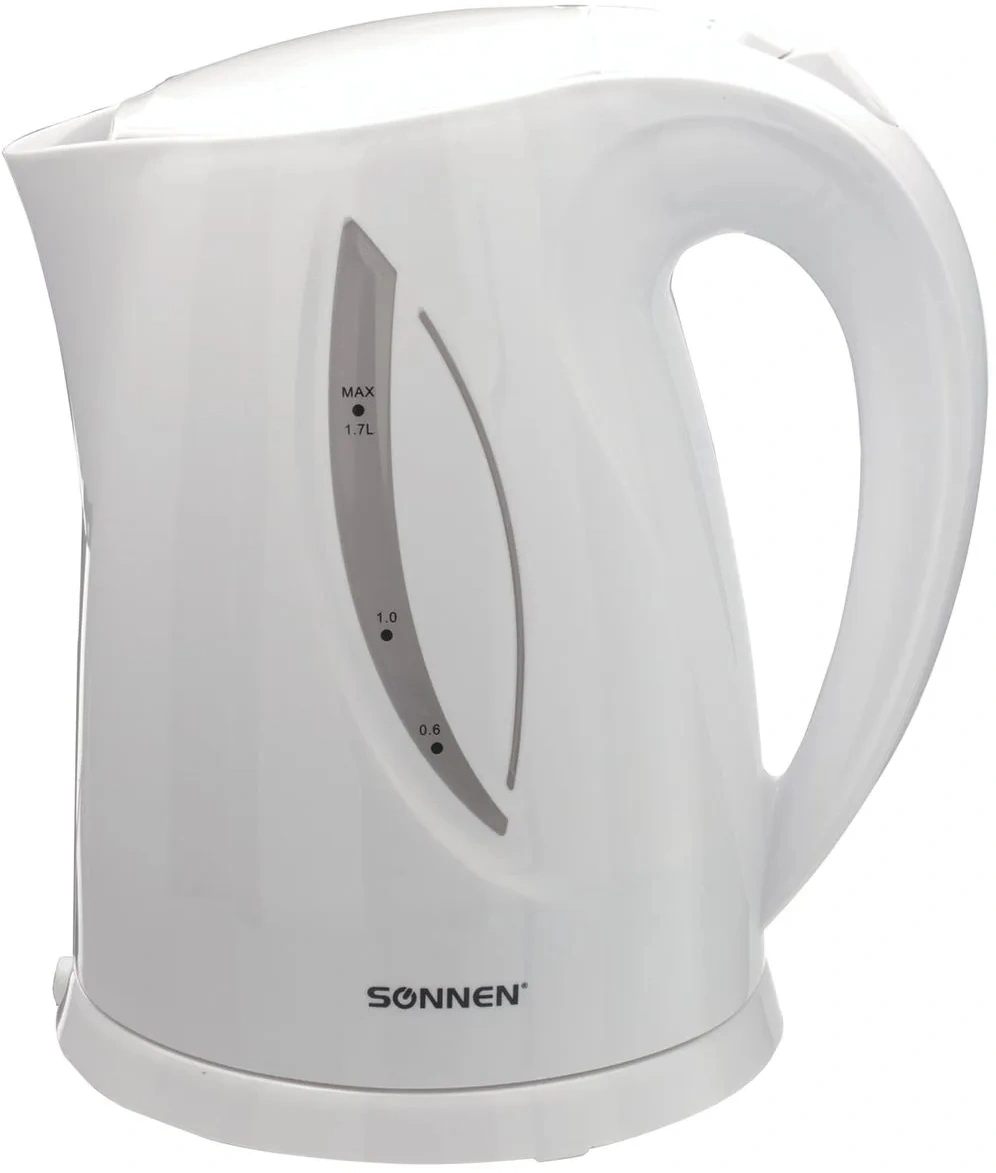 Чайник электрический Sonnen 1758 белый, пластик (453415)