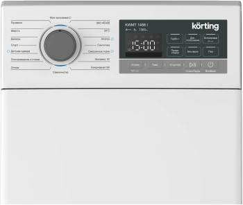 Стиральная машина полноразмерная Korting KWMT 1488 I, с вертикальной загрузкой, 8кг, 1300об/мин, русский интерфейс