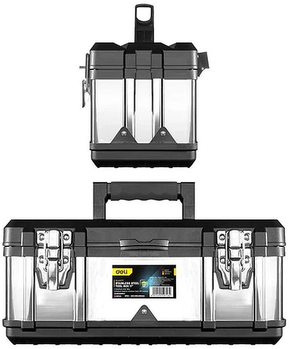 Ящик для инструментов Deli DL432717 7.5л 1отд. серебристый/черный