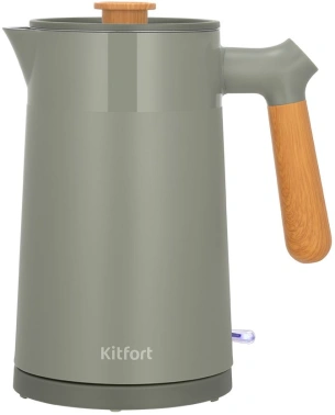 Чайник электрический Kitfort КТ-8708 серый/дерево, пластик