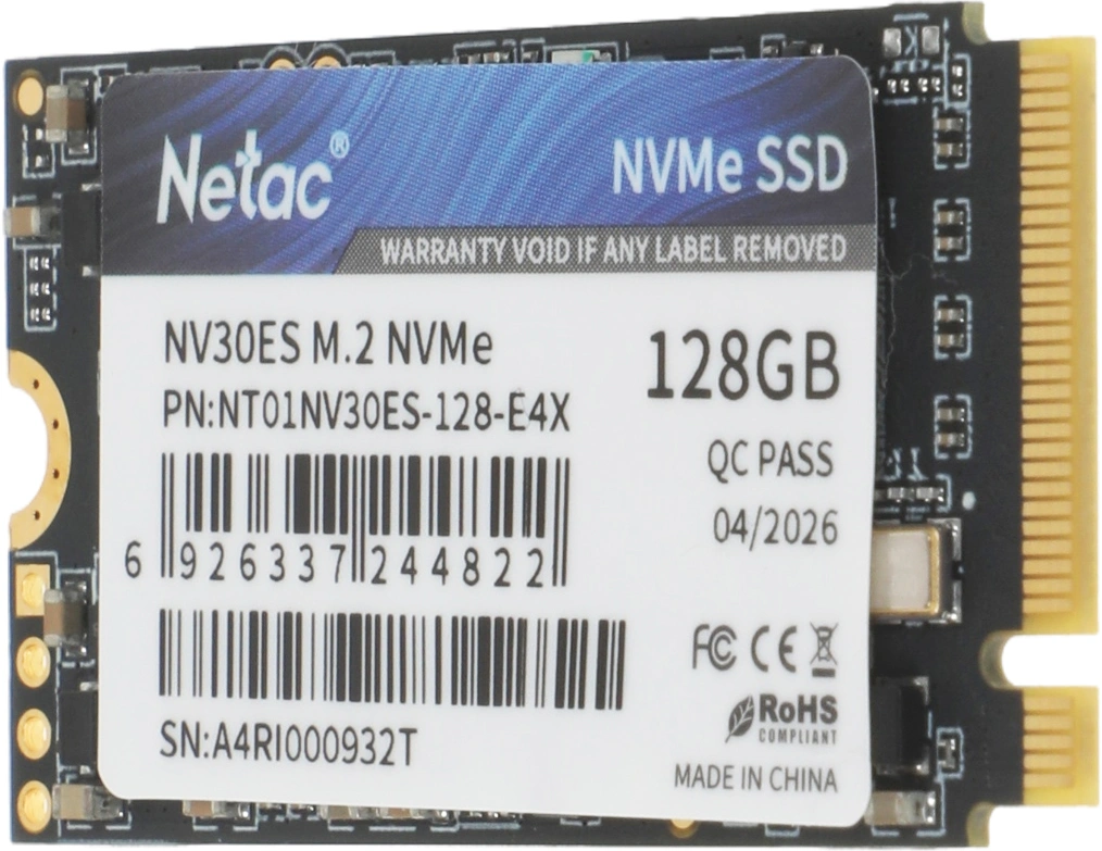 Твердотельный накопитель Netac 128ГБ, M.2 2242, PCIe 3.0 x4, M.2 NV30ES (NT01NV30ES-128-E4X)