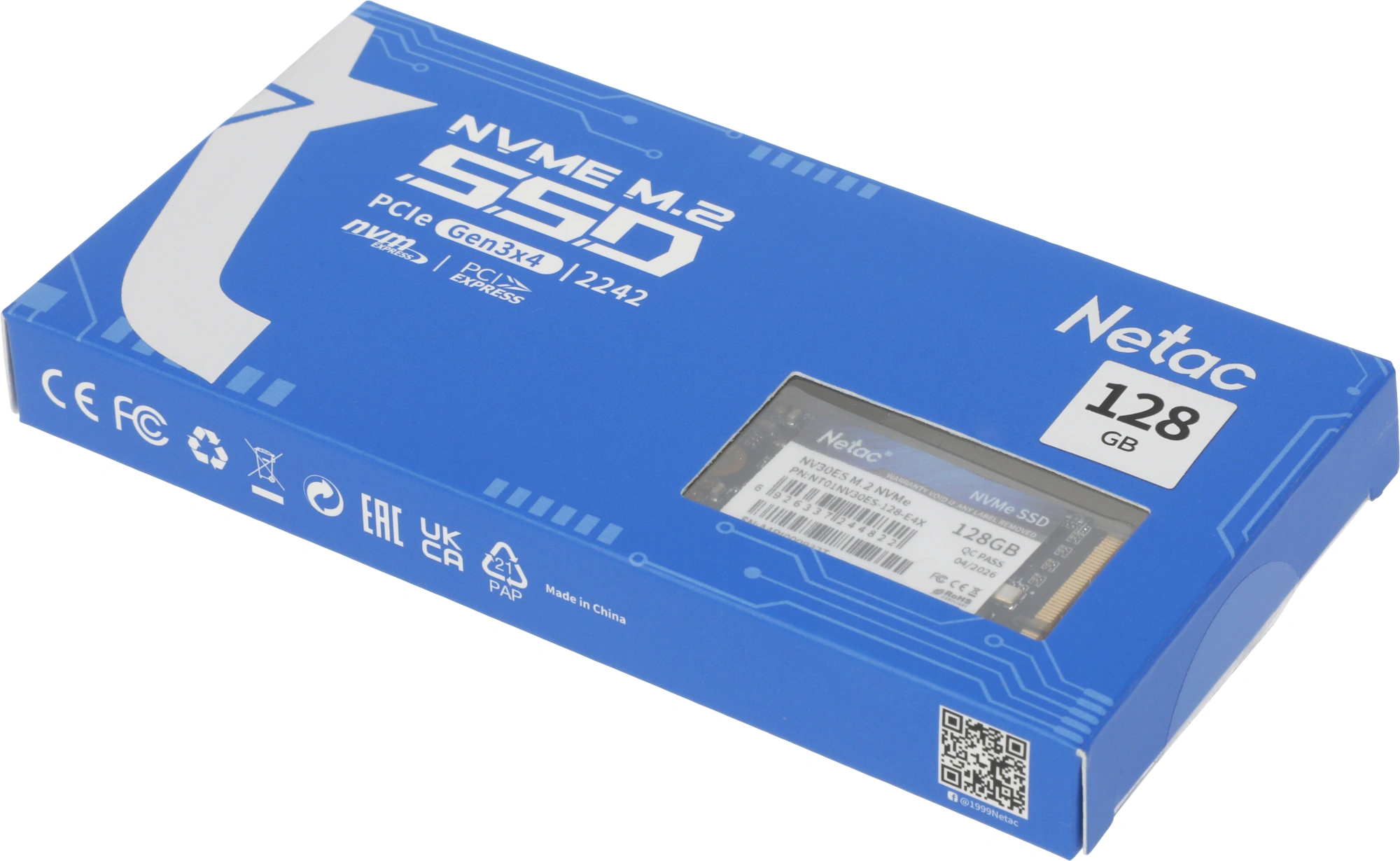 Твердотельный накопитель Netac 128ГБ, M.2 2242, PCIe 3.0 x4, M.2 NV30ES (NT01NV30ES-128-E4X)