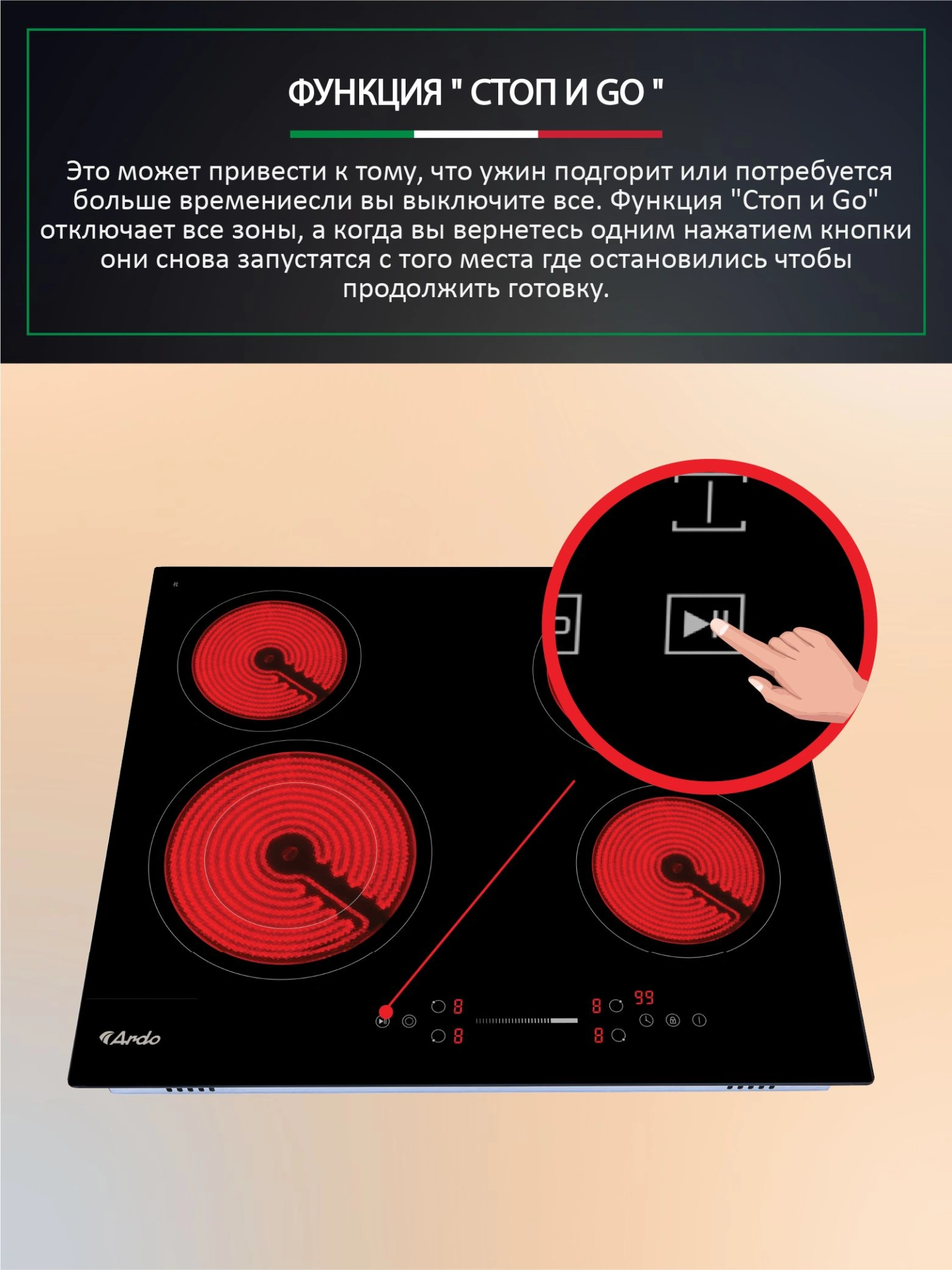 Варочная поверхность Ardo VCM64BT2 черный