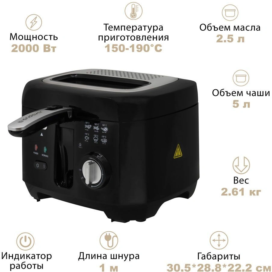 Фритюрница Endever FR-114 черный/серый (90884)