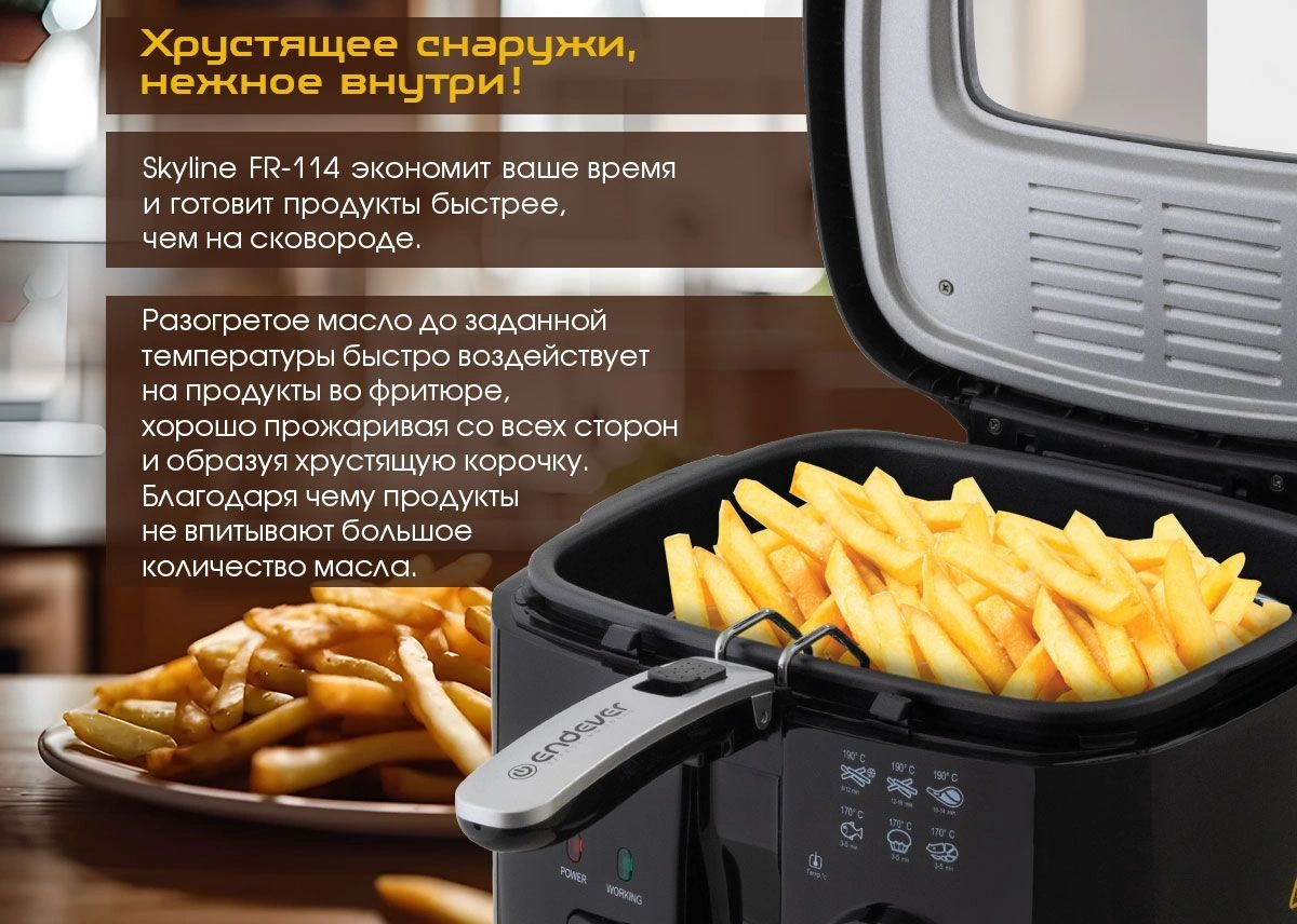 Фритюрница Endever FR-114 черный/серый (90884)