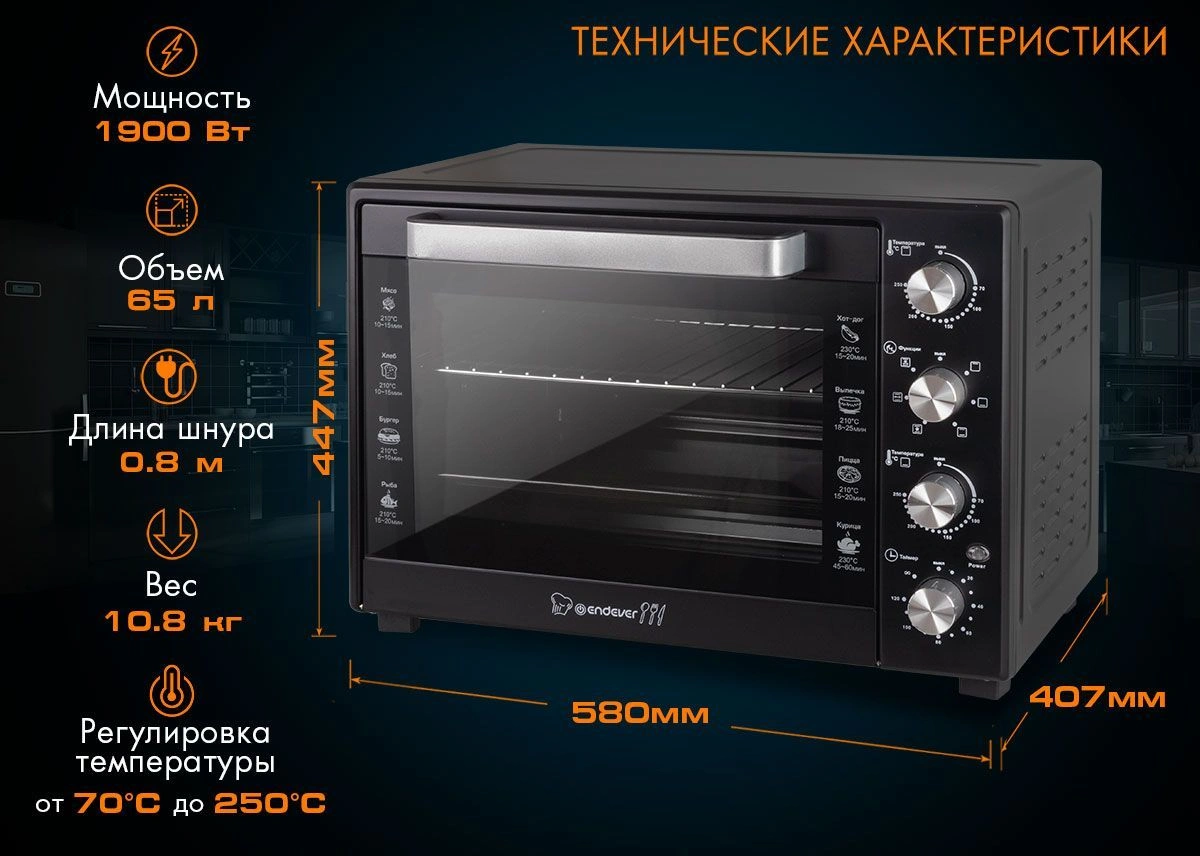 Мини-печь Endever Danko 4069 черный (90901)