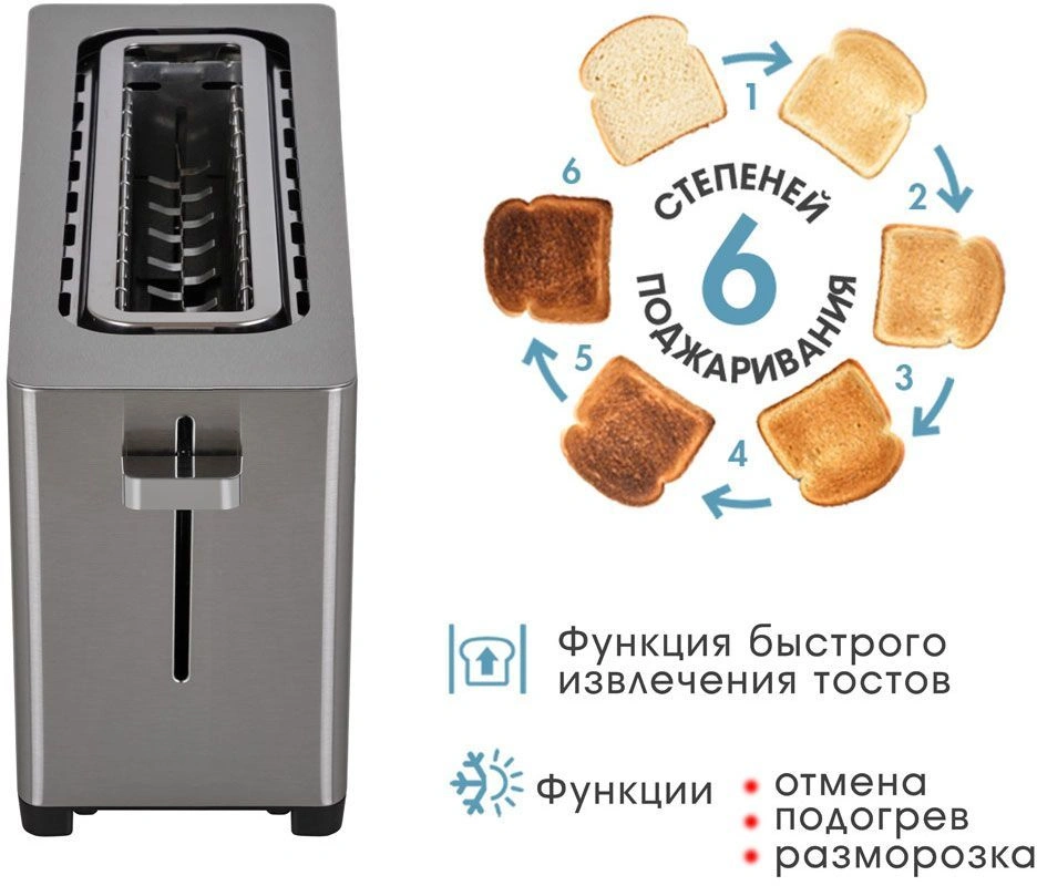 Тостер Endever Skyline ST-130 стальной (90877)