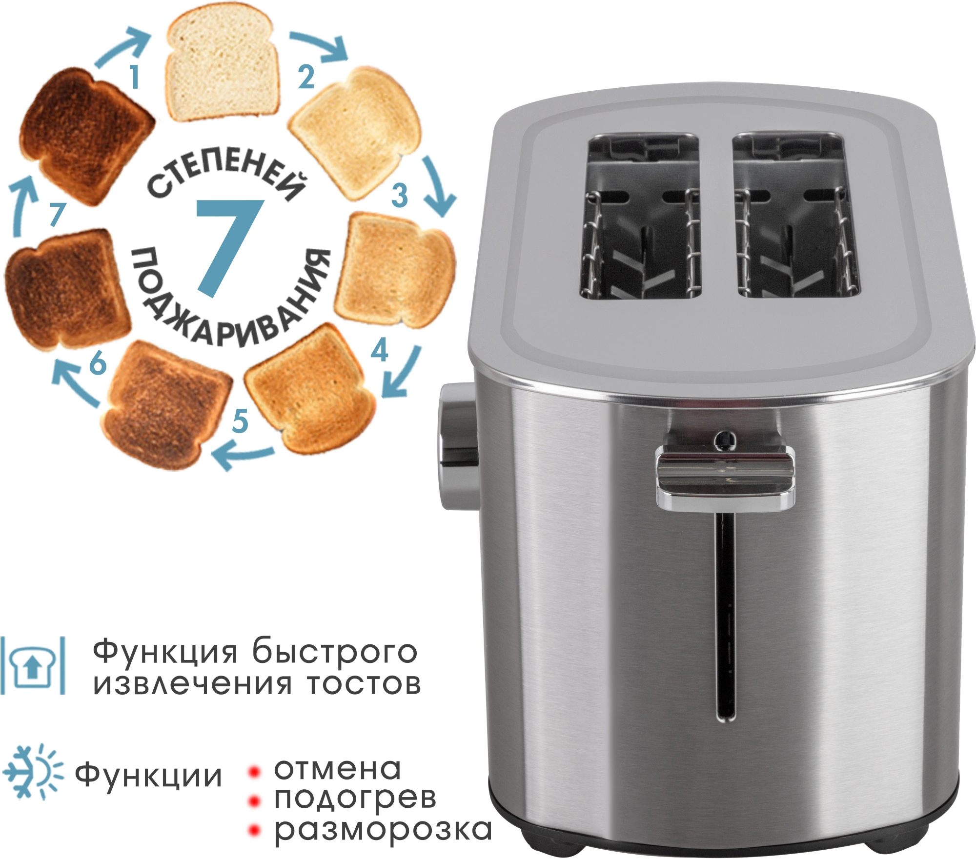 Тостер Endever Skyline ST-133 стальной (90880)
