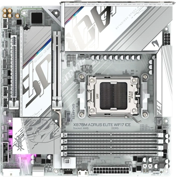 Материнская плата Gigabyte X870M AORUS ELITE WIFI7 ICE, Socket AM5, AMD X870, mATX (x870m a elite wf7 ice)