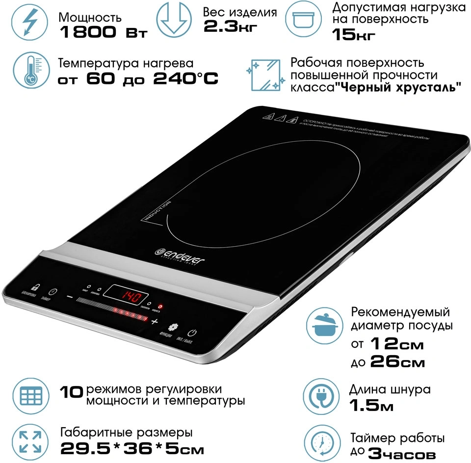 Плита Индукционная Endever Skyline IP-65 черный (90734)