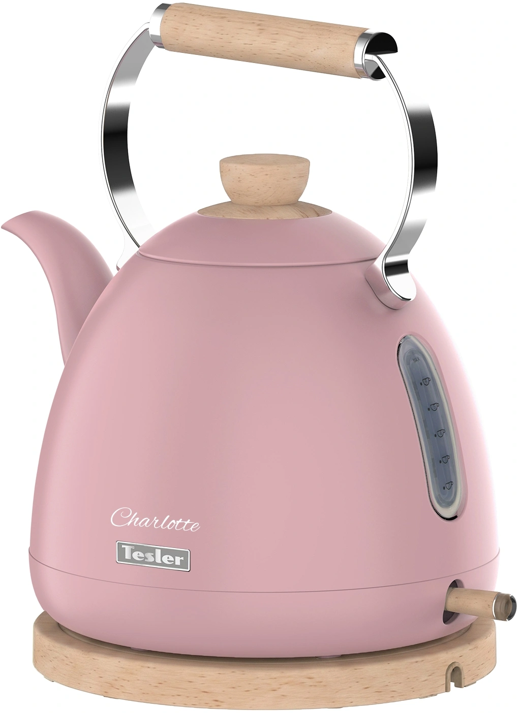 Чайник электрический Tesler KT-1720 розовый, нержавеющая сталь