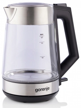Чайник электрический Gorenje K17OGS нержавеющая сталь/прозрачный, стекло
