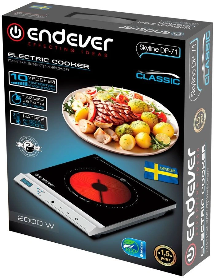 Плита Электрическая Endever Skyline DP-71 черный/серебристый (90744)