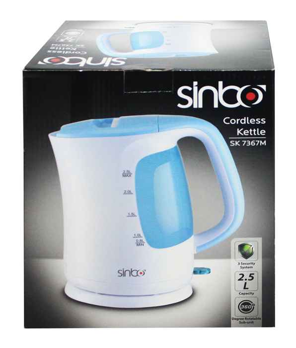 Чайник электрический Sinbo SK 7367 белый/голубой, пластик
