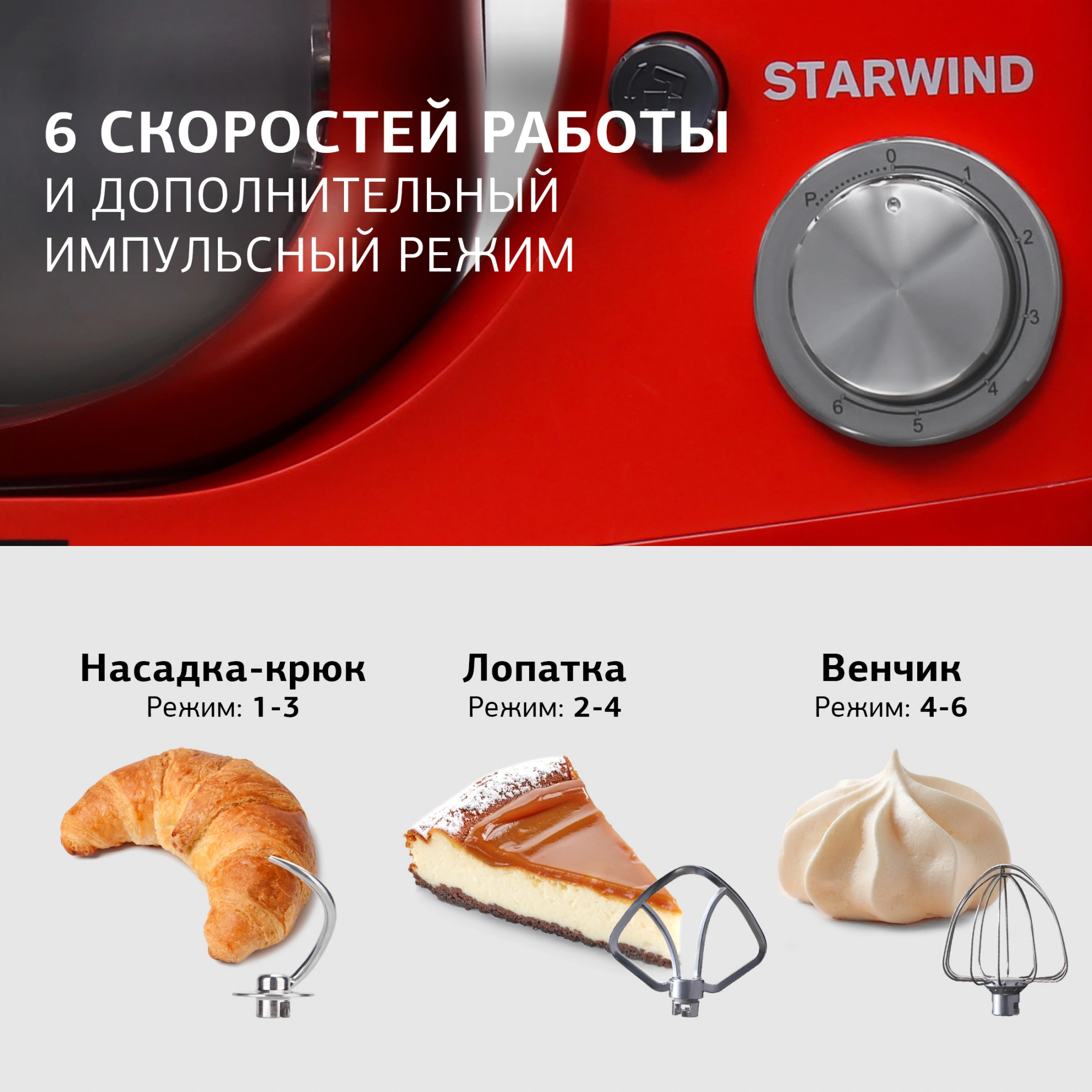 Миксер планетарный Starwind SPM5184 красный